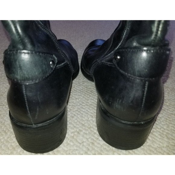 Womens Boots--black leather crest "Costa" knee high riding boot-7M - Picture 4 of 8